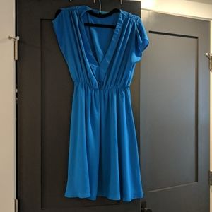 Blue flowy low cut dress